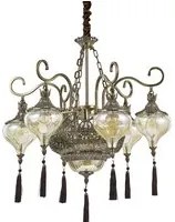 Sospensione Vintage-Dec Harem Metallo Ottone Brunito 9 Luci E27