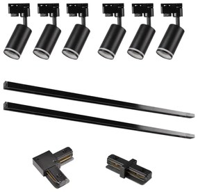 Faretto per sistema a binario PARIGI 6xGU10/10W/230V +2x1 m rotaia sistema