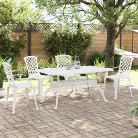 Set Da Pranzo Da Giardino 5 Pz Bianco İn Alluminio Pressofuso /