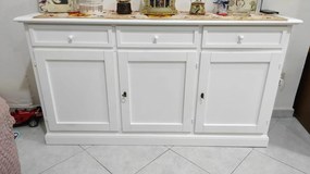 Credenza classica 3 ante  in legno bianco opaco