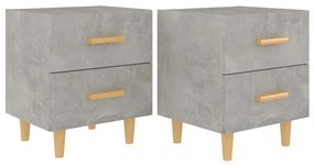 Comodini 2 pz grigio cemento 40x35x47,5 cm