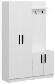 Armadio Ingresso 120x37x180 Con Ganci Appendiabiti Dante Bianco