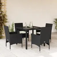 Set da Pranzo da Giardino con Cuscini 5 pz Polyrattan e Vetro 3278538