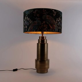 Lampada da tavolo velluto bronzo con paralume verde pavone e oro 50 cm - Bruut