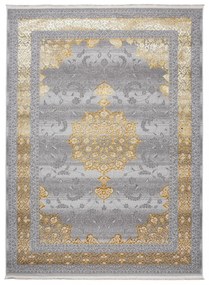 Esclusivo tappeto grigio con motivo orientale dorato Larghezza: 140 cm | Lunghezza: 200 cm