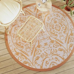 Tappeto Da Esterno Arakıl Arancione E Bianco Ø160 Cm İn Pp /