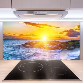 Pannello paraschizzi cucina Costa del mare al tramonto 100x50 cm