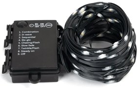 Aigostar -Catena LED natalizia da esterno 150xLED/8 funzioni 3xAA 15,3m IP44 bianco caldo