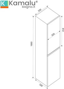 Composizione bagno sospesa 65 cm colore bianco opaco | LAC-EOLO-65 - KAMALU