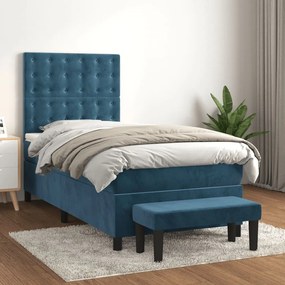 Giroletto A Molle Con Materasso Blu Scuro 100x200 Cm İn Velluto /