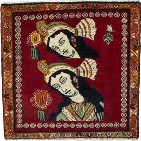 Shiraz Tappeto persiano 70x70 Rosso (Iran) Annodato A Mano