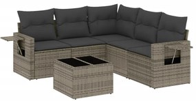 Set divano da giardino 6 pz con cuscini grigio in polyrattan