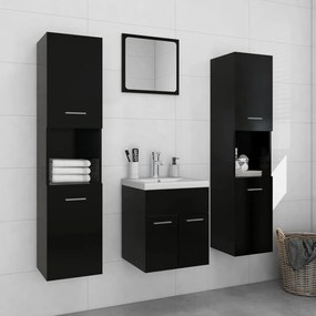 Set Mobili Da Bagno Nero İn Legno Multistrato /