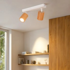 Brilagi - Faretto MODERN WOOD 2xGU10/8W/230V legno di caucciù/bianco
