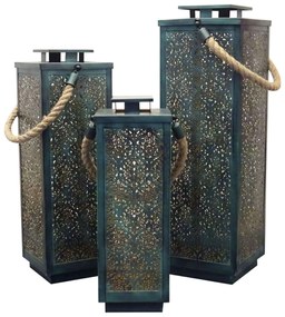 MEGUMI - set di 3 lanterne in metallo