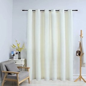Tenda Oscurante Con Anelli İn Metallo Velluto Crema 290x245 Cm /
