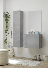 Mobile da ingresso Coly con colonna in finitura Cemento