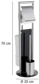 Porta carta igienica color argento opaco in acciaio inox con supporto con spazzola Ravina – Wenko