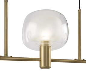 Lampadario Contemporaneo Vision Alluminio Oro 3 Luci Diffusori In Vetro Trasp