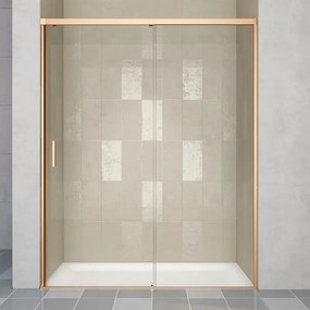 Porta doccia scorrevole Jazz L 120 x H 200cm, Sp. 6 mm in vetro vetro senza finitura / trasparente profilo dorato