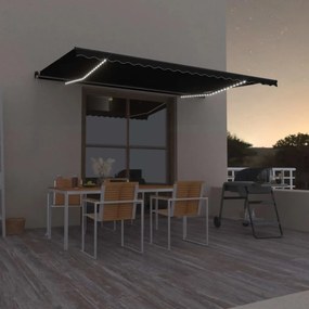 Tenda Da Sole Retrattile Manuale Con Led 500x350 Cm Antracite /