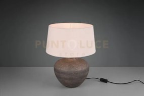 Lou lampada da tavolo grande base ceramica marrone anticata con par...