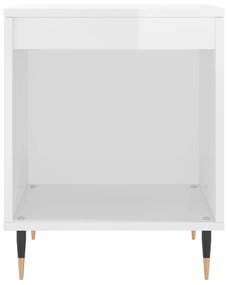 Comodini 2pz Bianco Lucido 40x35x50 cm in Legno Multistrato