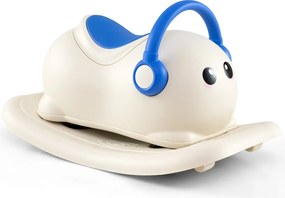 Costway Cavallo a dondolo 3 in 1 per bambini di 1-3 anni ruote scorrevoli e tavola di equilibrio rimovibile, Giocattolo cavalcabile con spazio nascosto Bianco