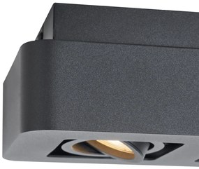 Faretto da superficie arrotondato nero a 2 luci ruotabile e inclinabile - Dox