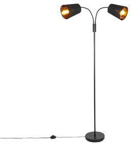 Lampada da terra moderna nera 2 luci - Carmen