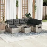 Set Divano da Giardino 8pz con Cuscini Grigio Chiaro Polyrattan 3252849