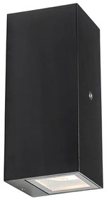 Lampada da parete nera 2 luci IP44 con sensore crepuscolare - Baleno II