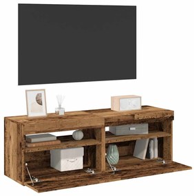Mobili Porta Tv Con Led 2 Pz Legno Antico İn Legno Multistrato /