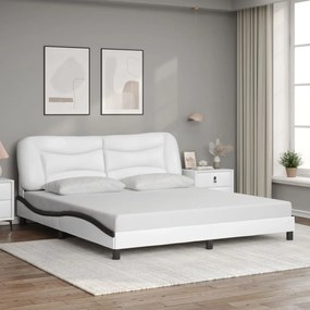 Giroletto Con Testiera Bianco E Nero 180x200 Cm İn Similpelle /