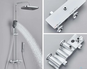 Sistema doccia esterno ELT1104 termostatico digitale a 4 uscite, grigio canna di fucile — Cromo - bianco