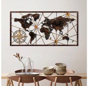 Decorazione da muro 120x60 cm world mappa metallo