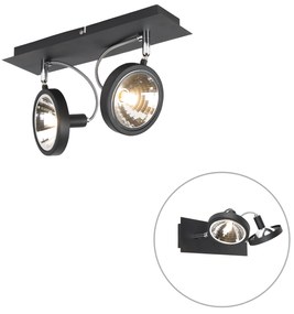 Faretto di design nero orientabile a 2 luci - Nox