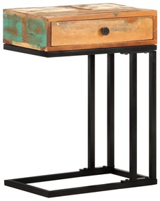 Tavolino Laterale a Forma di U 45x30x61 cm in Legno di Recupero