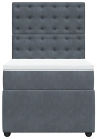 Giroletto a molle con materasso grigio scuro 90x190 cm velluto