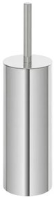 Portascopino tondo in acciaio inox con setole nere e secchio estraibile