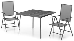 Set da pranzo da giardino 3 pz in acciaio antracite