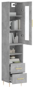 Credenza grigio cemento 34,5x34x180 cm in legno multistrato