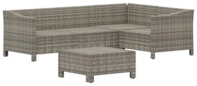 Set divani da giardino 5 pz con cuscini in polyrattan grigio