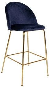 Set di 2 sedie da bar blu con rivestimento in velluto e gambe color ottone Lausanne - House Nordic