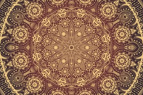 Carta da parati – Mandala decorativa bordeaux con pizzo