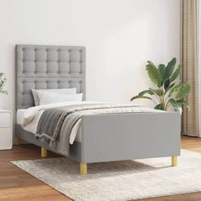 Giroletto Con Testiera Grigio Chiaro 80x200 Cm İn Tessuto /