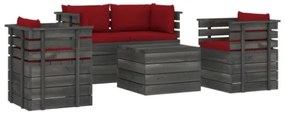 Set Divani da Giardino su Pallet 5 pz con Cuscini Massello Pino