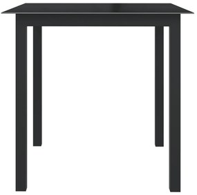 Tavolo da Giardino Nero 80x80x74 cm in Alluminio e Vetro