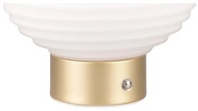 Lampada da tavolo LED dimmerabile in bianco e oro con paralume in vetro (altezza 14,5 cm) Earl - Reality