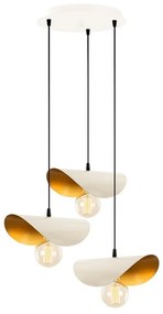 Lampadario bianco e dorato con paralume in metallo Sivani – Opviq lights